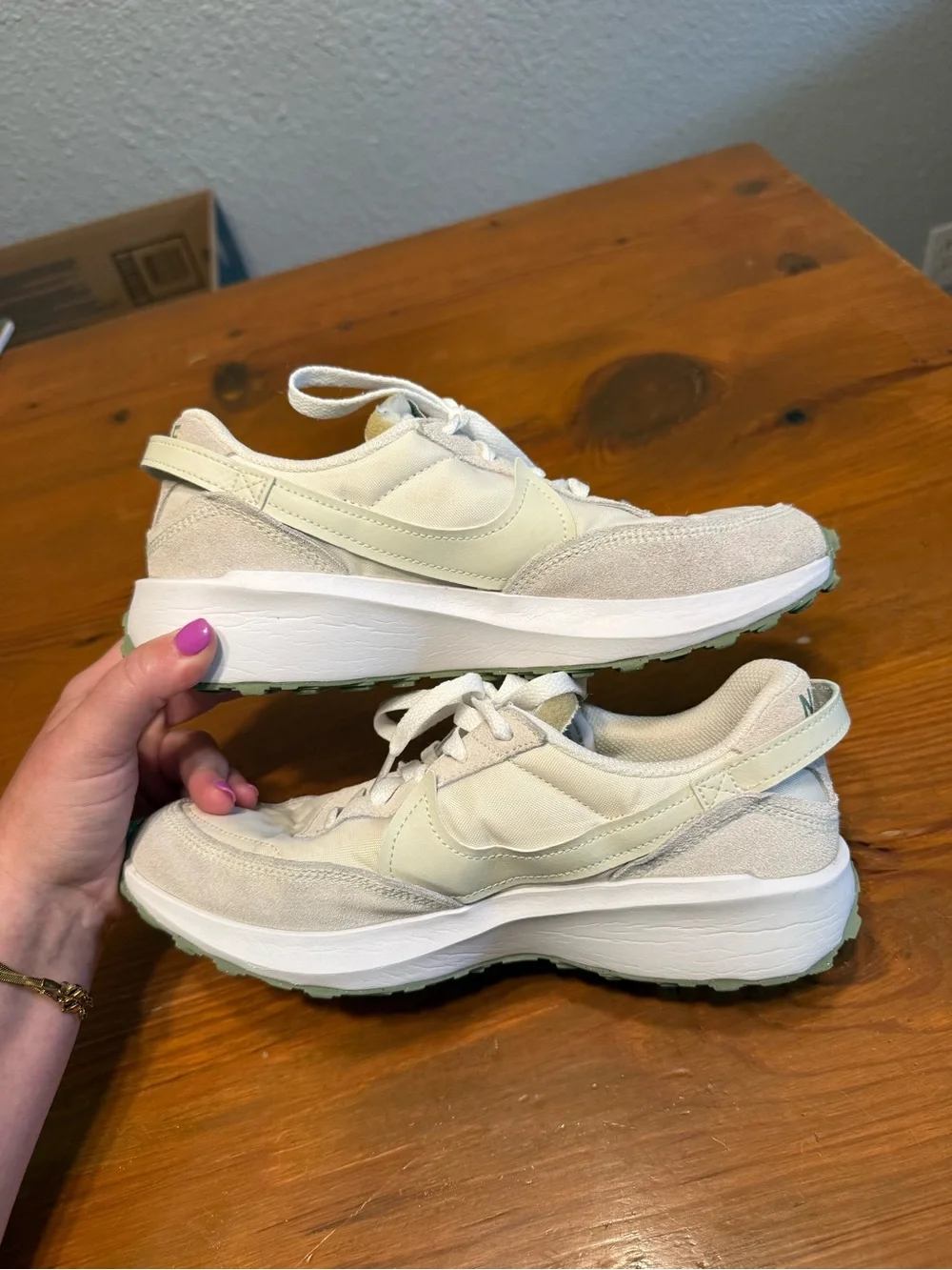 Nike Women's Cream and White Sneakers